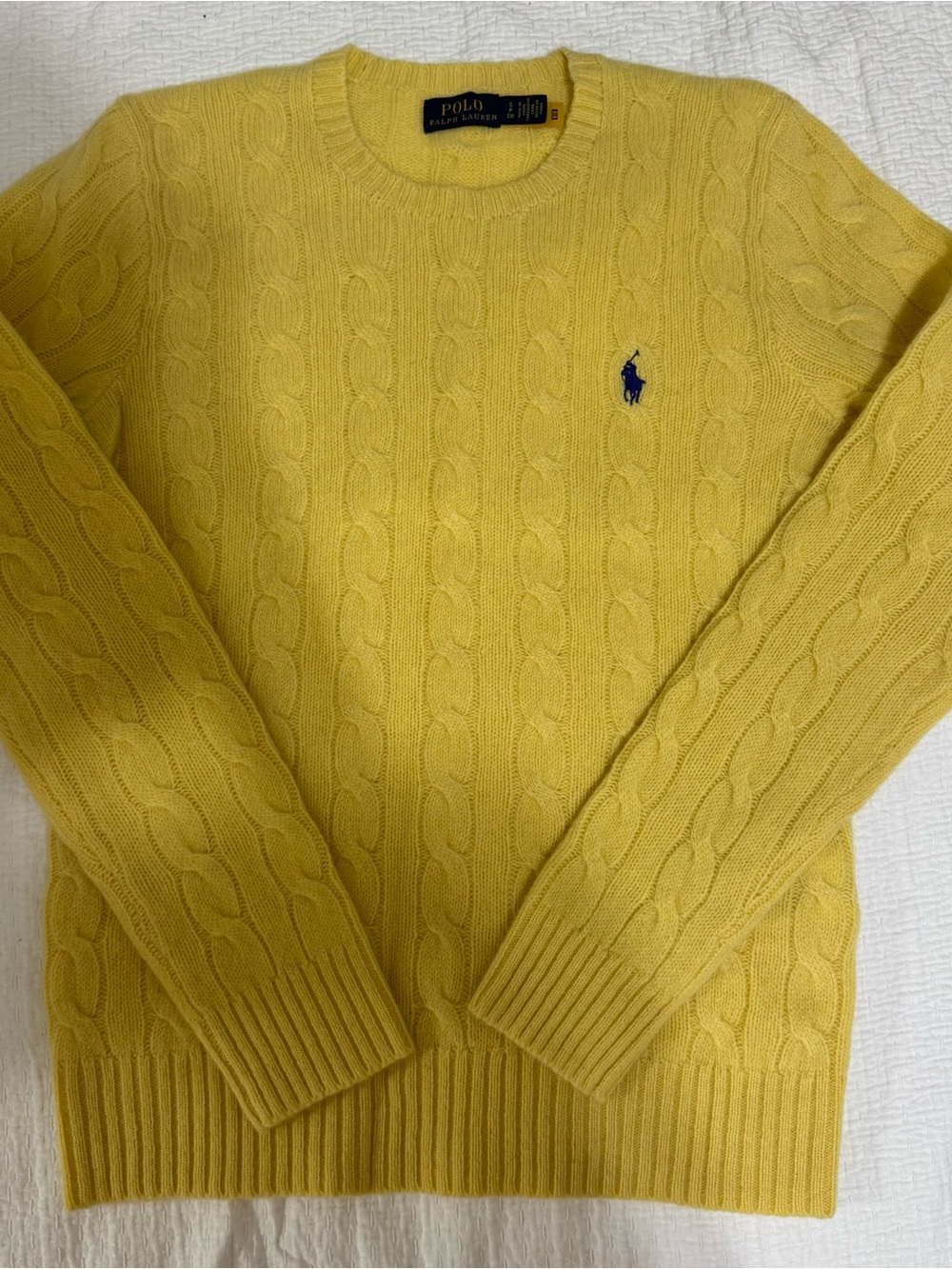 Polo by Ralph Lauren Cable Knit Crewneck Sweater - Yellow, S, women